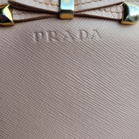 Prada Light Pink Zip Around Wallet with Gold Accents And Bow - Picture 8 of 9